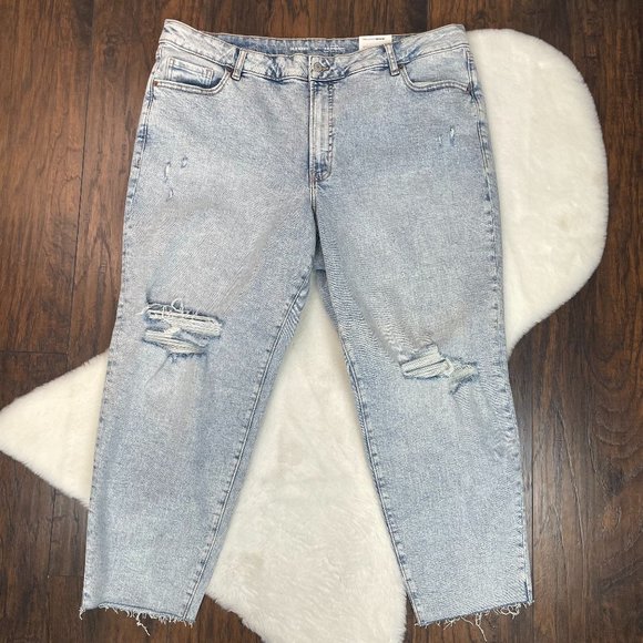 Old Navy Denim - Old Navy Jeans 22 High-Rise OG Straight Leg Ankle Acid Wash Ripped Stretch